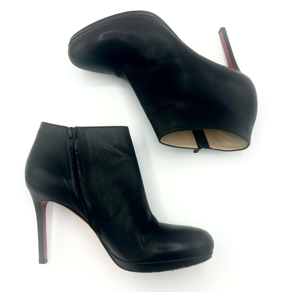 Christian Louboutin Belle 100 Boots Leather Ankle Booties Heels Size 38 - Picture 1 of 9